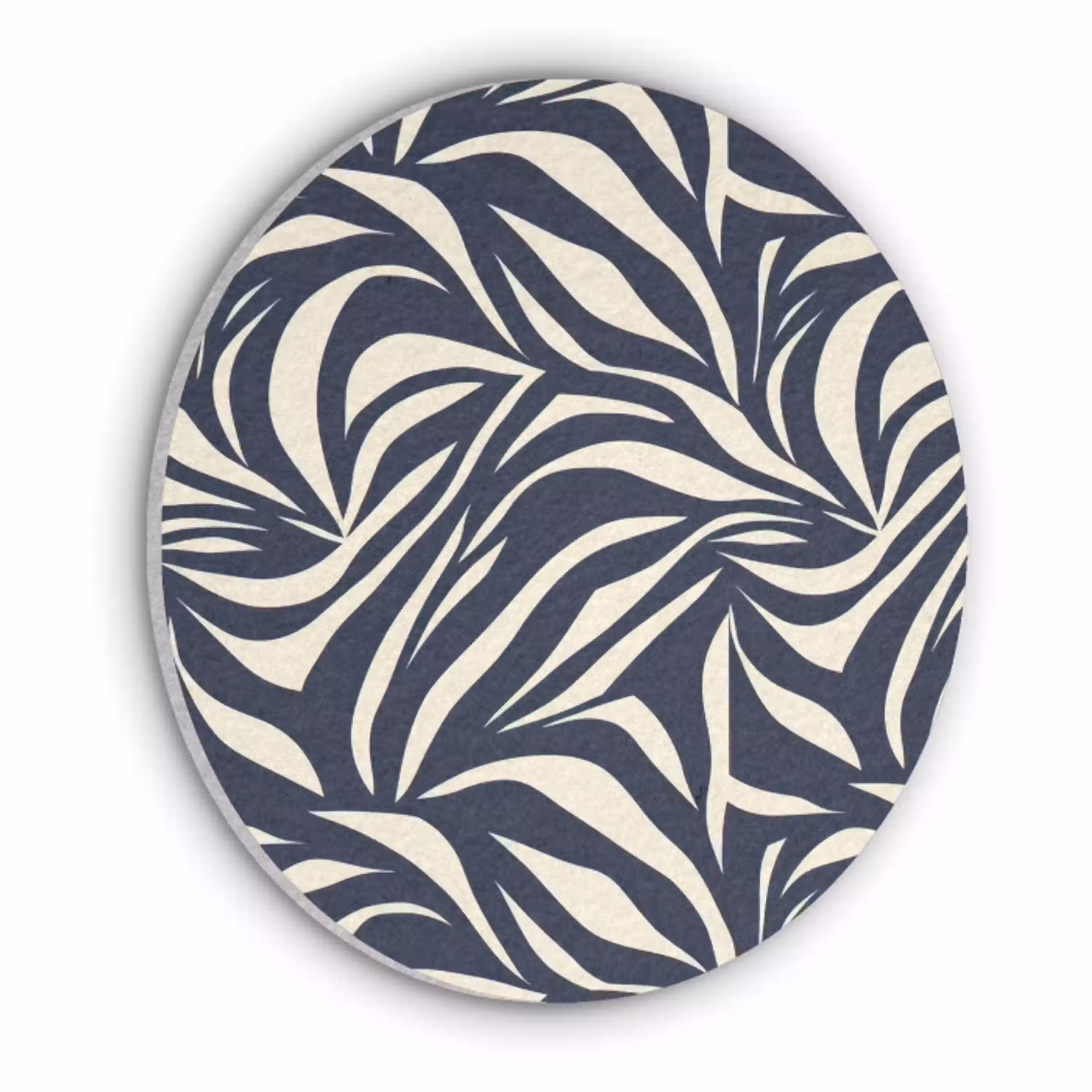Bladvormen - Blauw - Patroon - Wit Akoestische PET Vilt - Rond klein 838 -3d