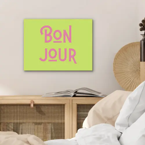 Groen - Roze bonjour - art-deco PET vilt klein -sfeer3