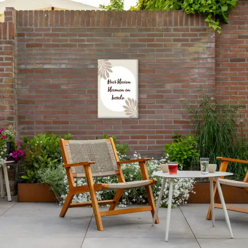 Bloemen - Quote - Zomer - Beige Tuinposter op houten frame 2 cm dik klein -sfeer3