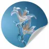 Lelies - Blauw - Glazen Wandcirkel behangsticker klein -3d