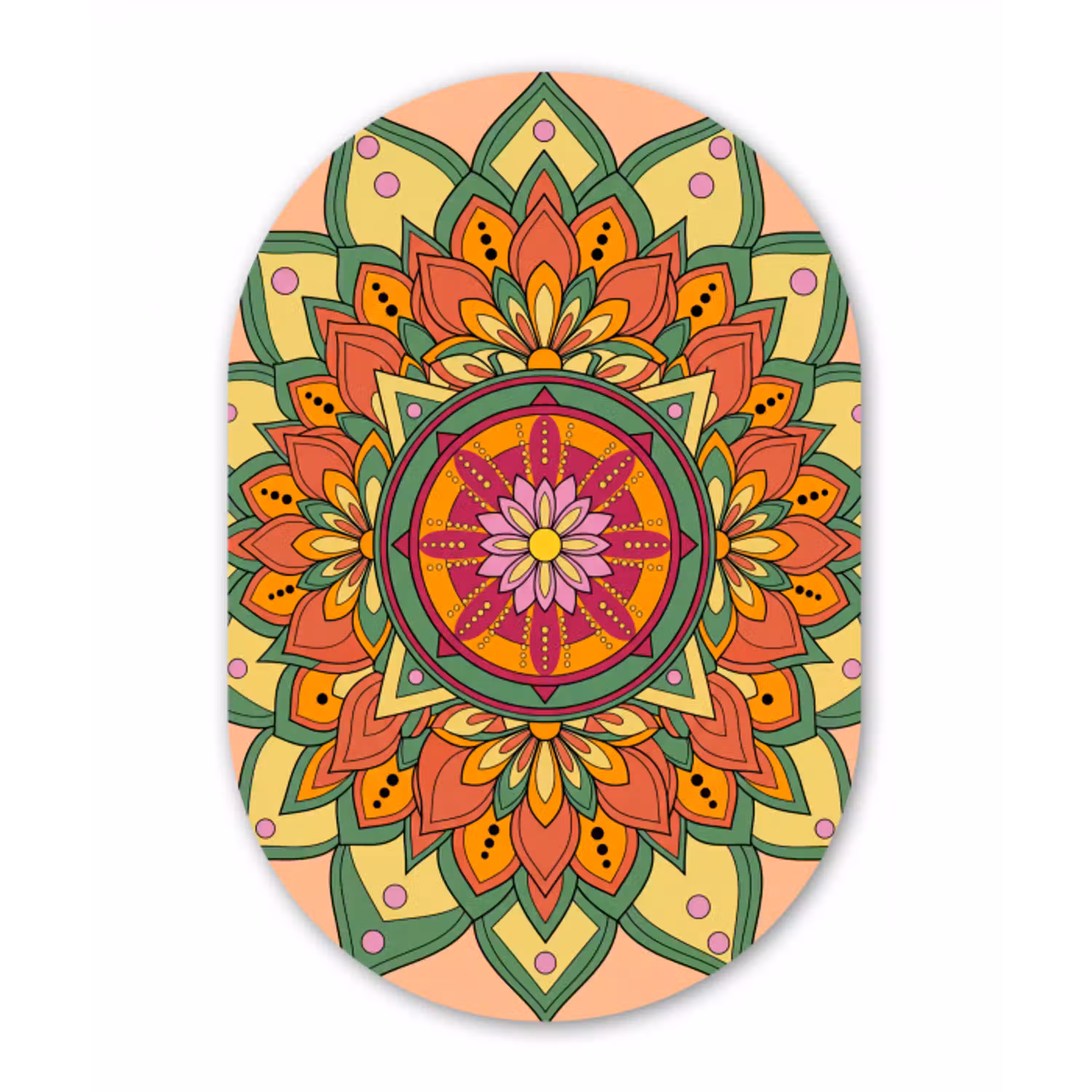 Mandala - Bloemen - Abstract - Kleurrijk Wandcirkel Ovaal Forex klein -3d
