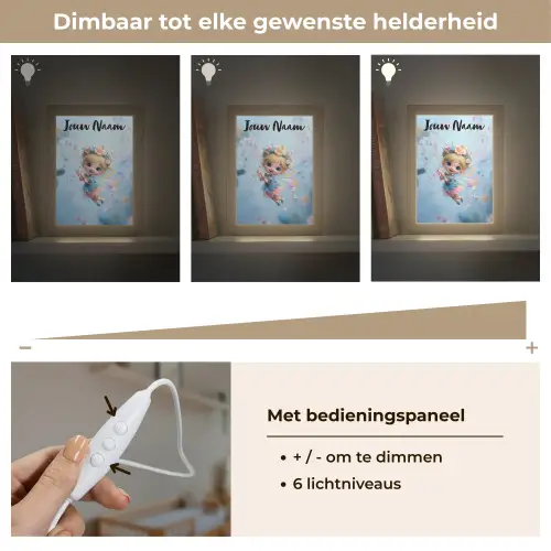 Fee - Bloemen - Sprookje - Blauw Light Box met kabel (Kinderlampje) klein -USP_dimbaarNL