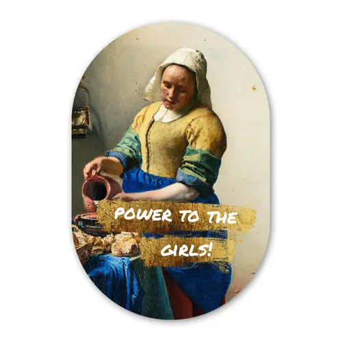 Melkmeisje - Goud - Quotes - Schilderij - Oude meesters Wandcirkel Ovaal Forex klein -3d