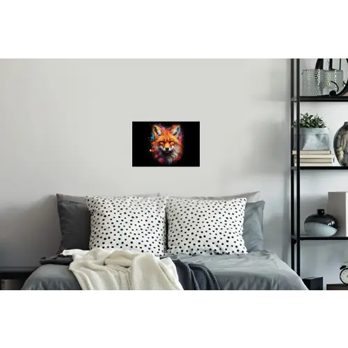 Graffiti - Vos - Zwart - Pop art Muursticker klein -slaapkamer