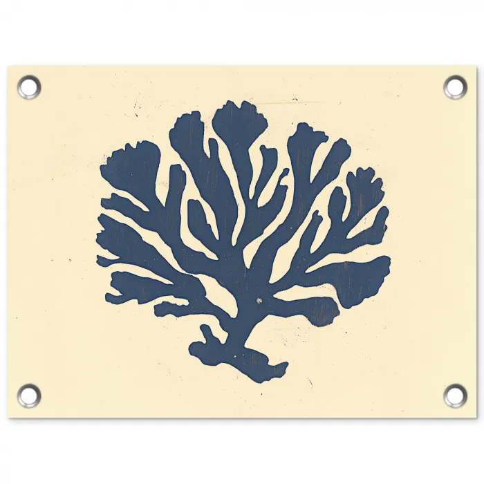 Blauw koraal - Vertakkingen - Beige tuinposter los doek klein -3d