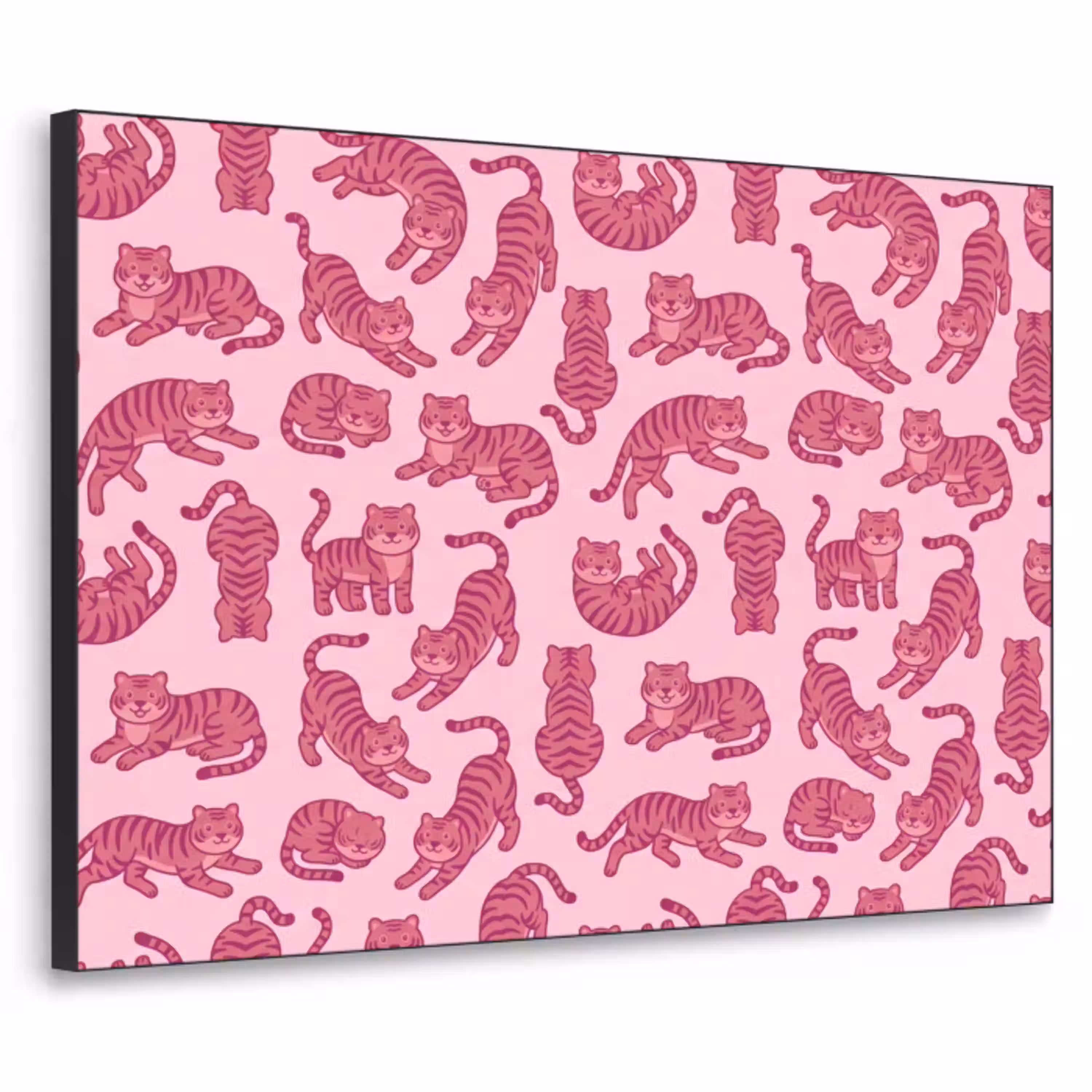 Dieren - Patroon - Roze - Speels - Cartoon Textielframe zwart klein -3d