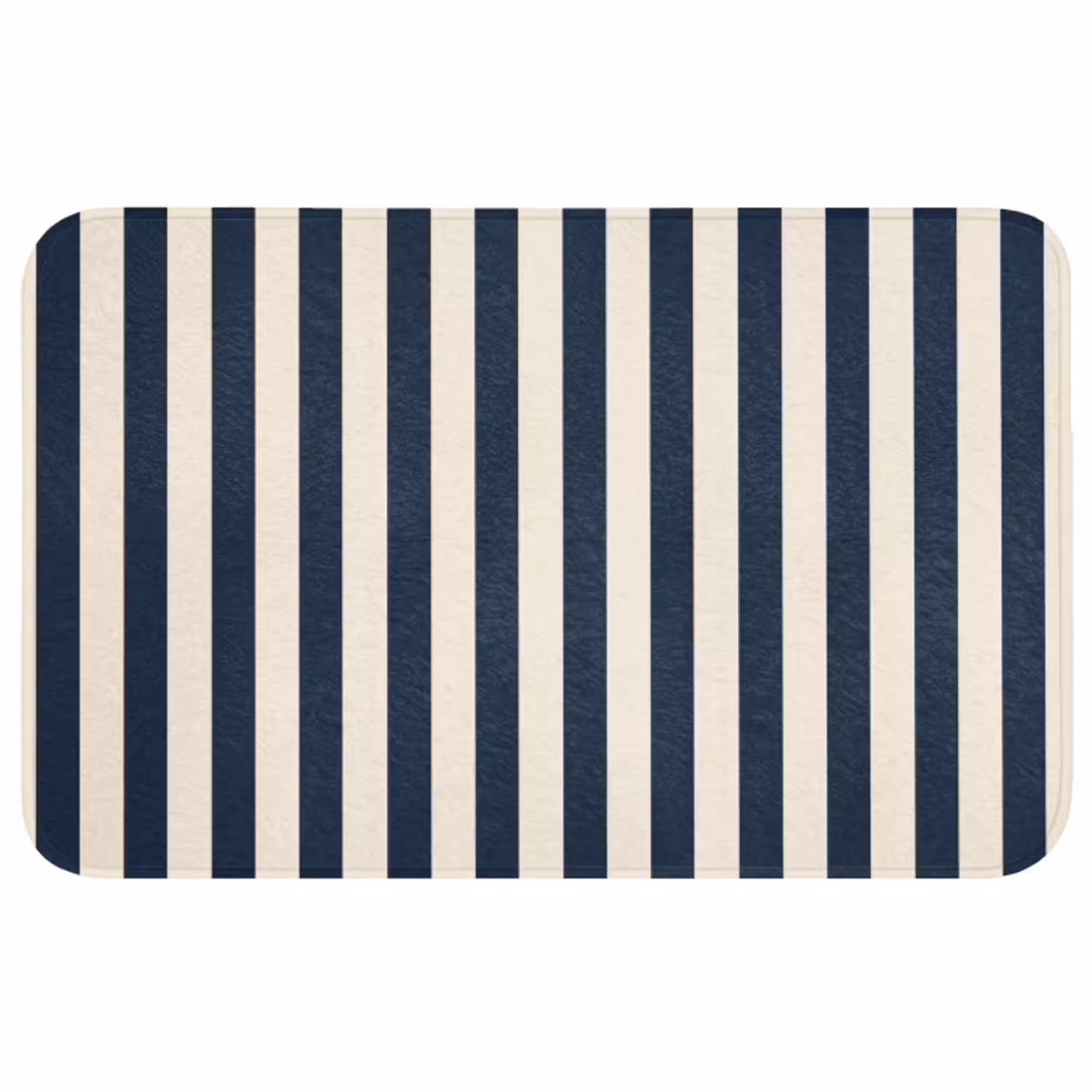 Verticale strepen - Blauw - Crème Badmat middel 997 -3d