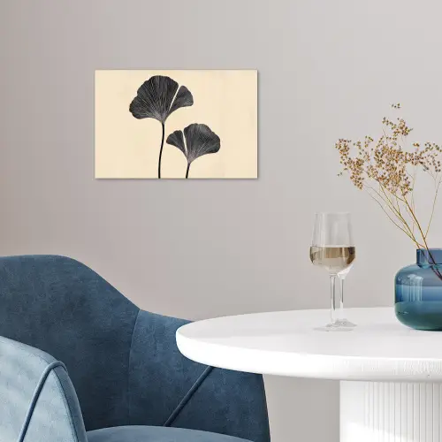 Bladeren - Minimalistisch - Zwart poster papier klein -sfeer3
