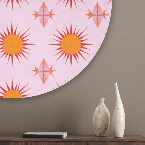 Zon - Patroon - Roze Akoestische PET Vilt - Rond klein 838 -sfeer5_closeup