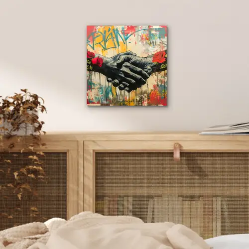 Graffiti - Rozen - Handen - Street art - Banksy aluminium wit klein -sfeer3