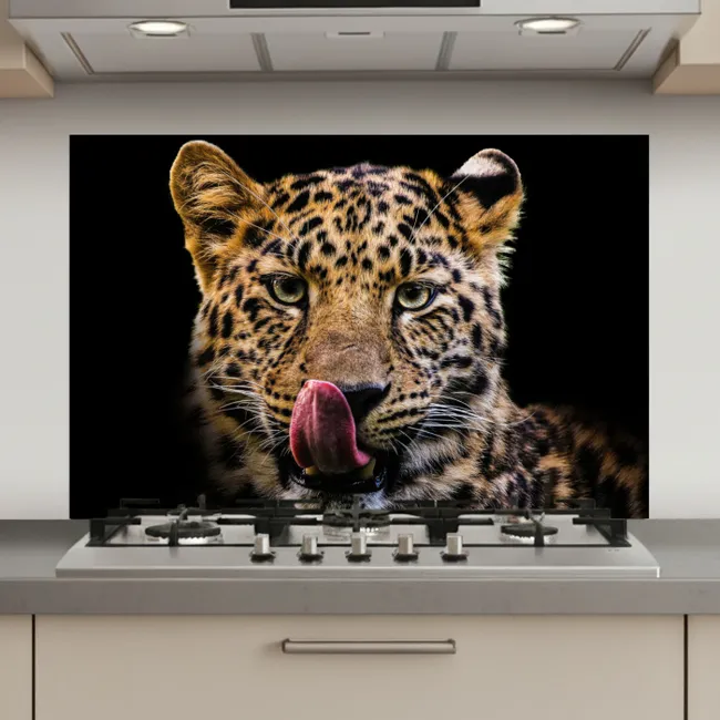 Luipaard - Zwart - Close up keuken achterwand spatscherm klein -3d_website