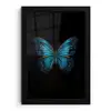 Vlinder - Blauw - Contrast fotolijst zwart zonder passe partout klein -3d