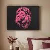 Leeuw - Zwart - Roze - Neon Textielframe - compleet frame klein -sfeer1