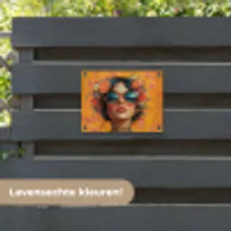 Vrouw - Bloemen - Aesthetic - Oranje tuinposter los doek klein -sfeer3