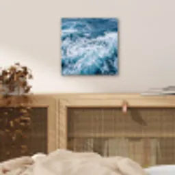 Golven - Oceaan - Blauw aluminium wit klein -sfeer3