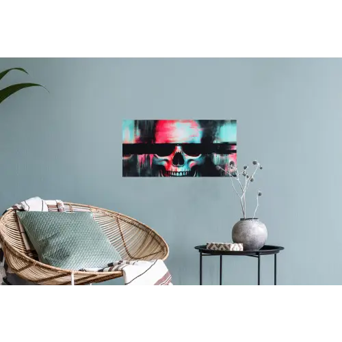 Schedels - Glitch - Cyberpunk Muursticker klein -plant