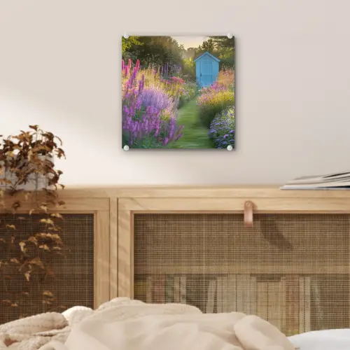 Tuinhuisje - Blauw - Bloemen plexiglas 5mm klein -sfeer4