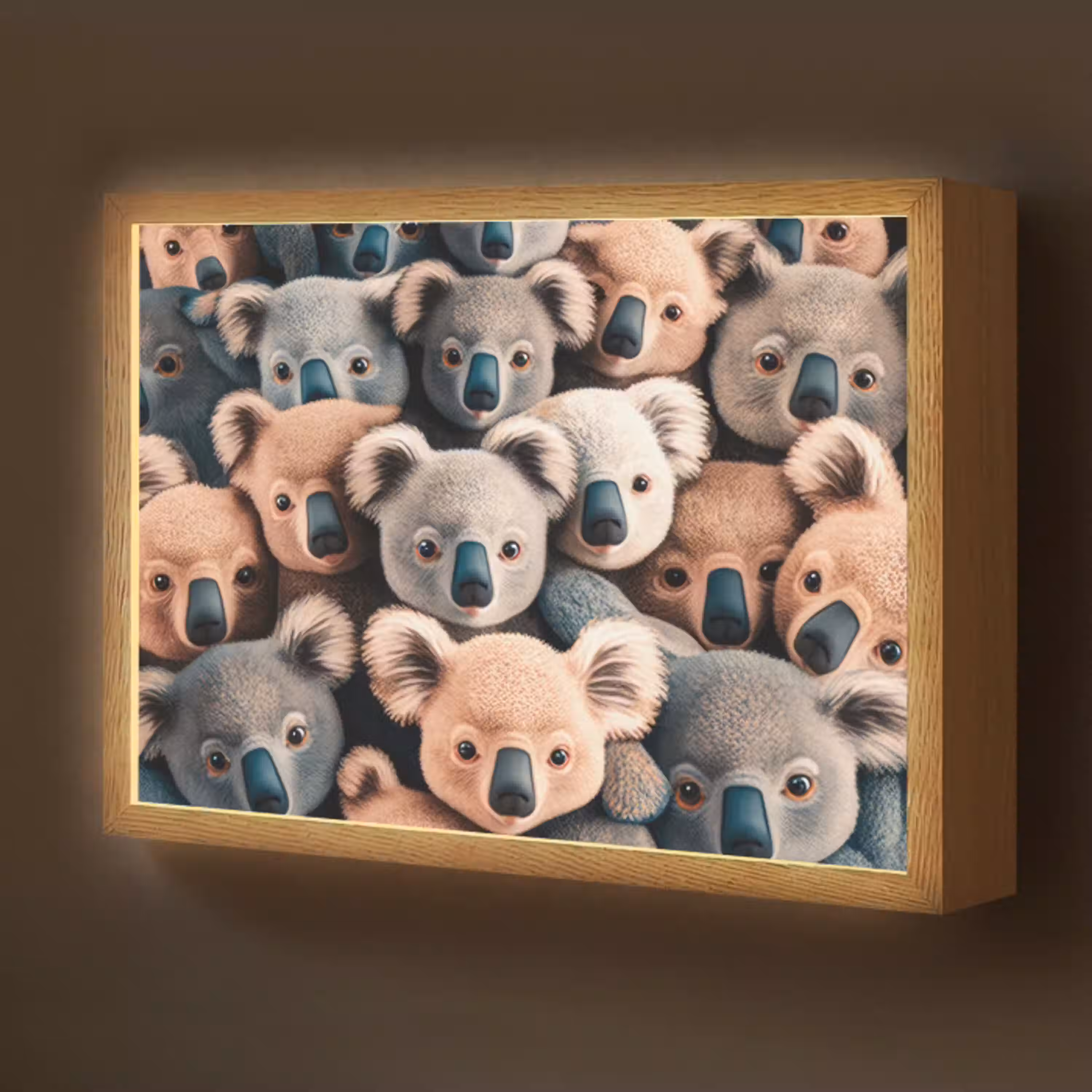 Koala - Dieren - Patronen - Grijs - Bruin - Kinderen Light Box met batterij (Wandlamp kind) middel -z3d_website