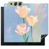 Tulpen - Roze accenten - Blauw Inductie beschemer met haakjes middel -3d
