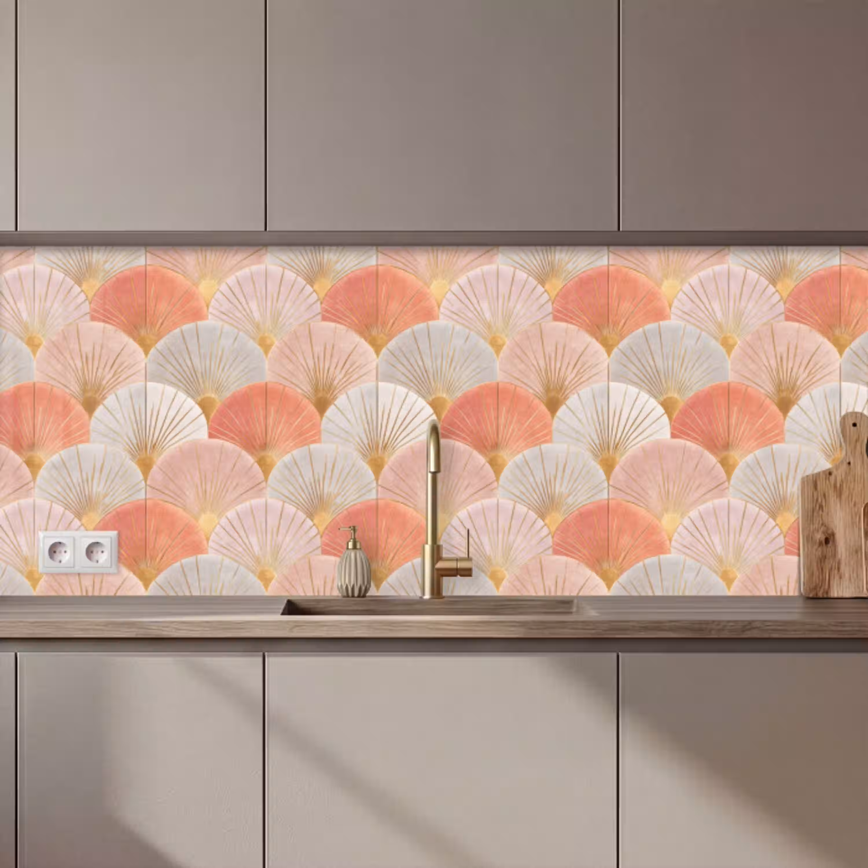 Waaiers - Goud - Roze keuken achterwand 2 middel 871 zz_3dshopping