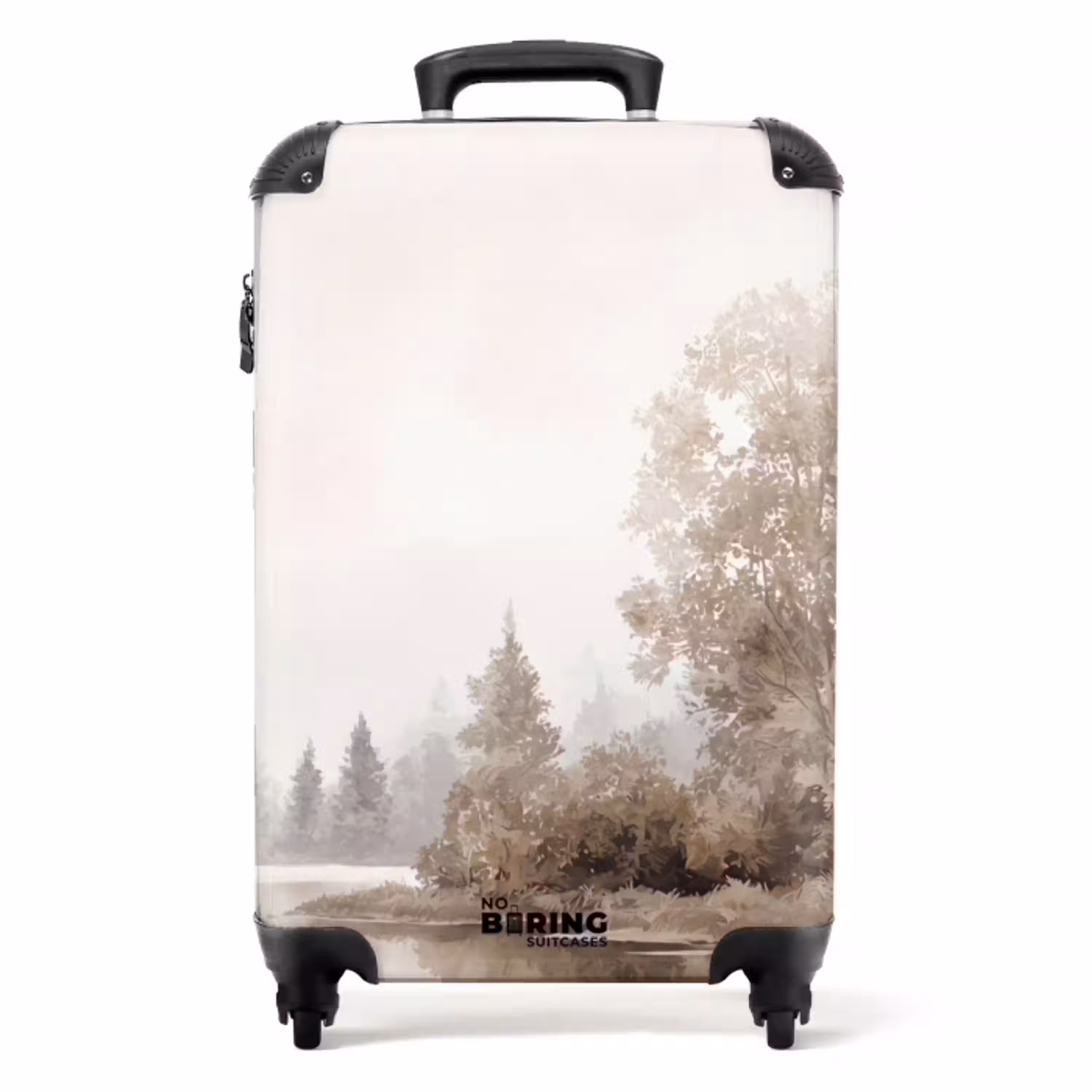 Rivierlandschap - Minimalistisch - Aardetinten NBS - Handbagage koffer - Volwassenen Unisex middel -productfoto_recht