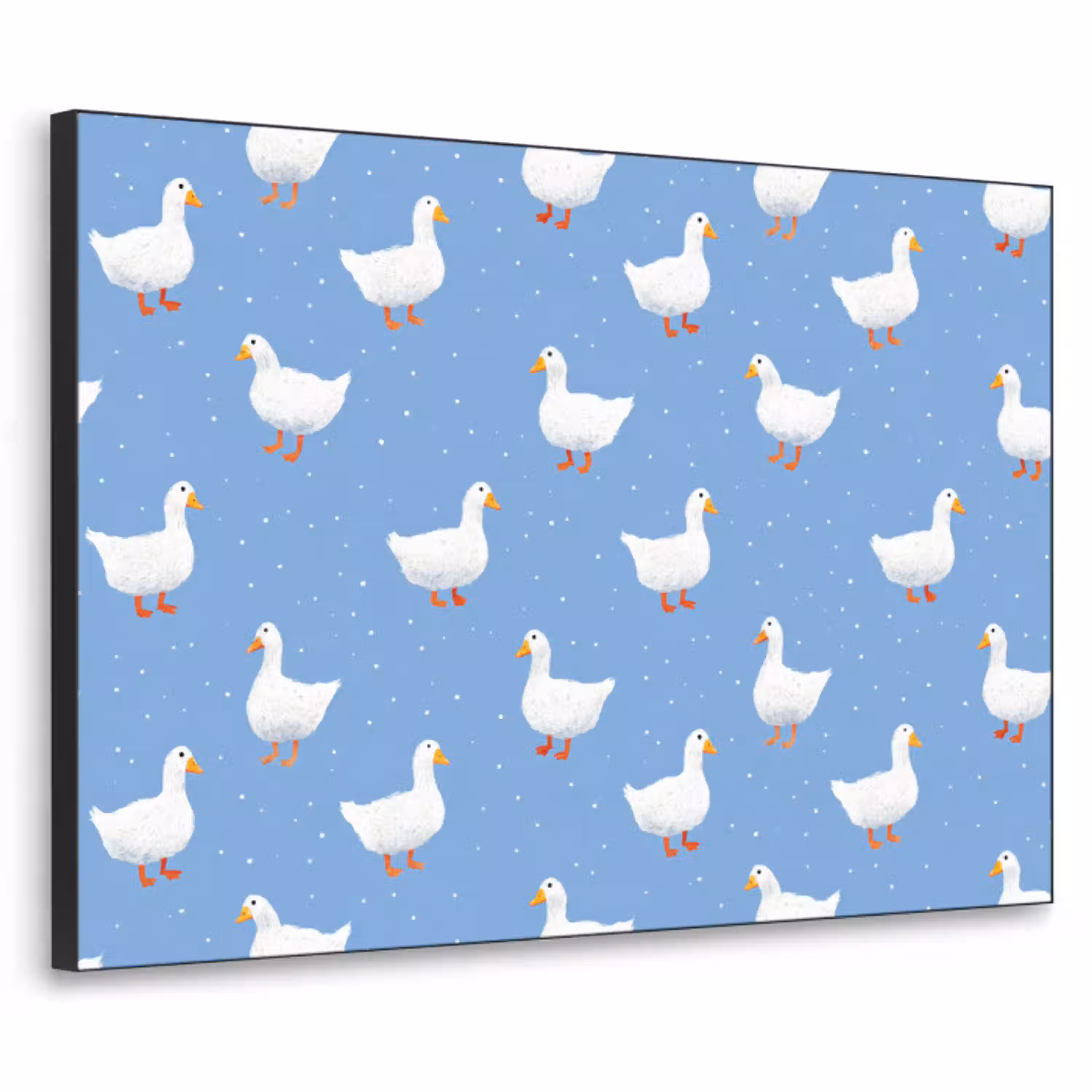 Ganzen - Elegant - Blauw Textielframe zwart klein 947 -3d