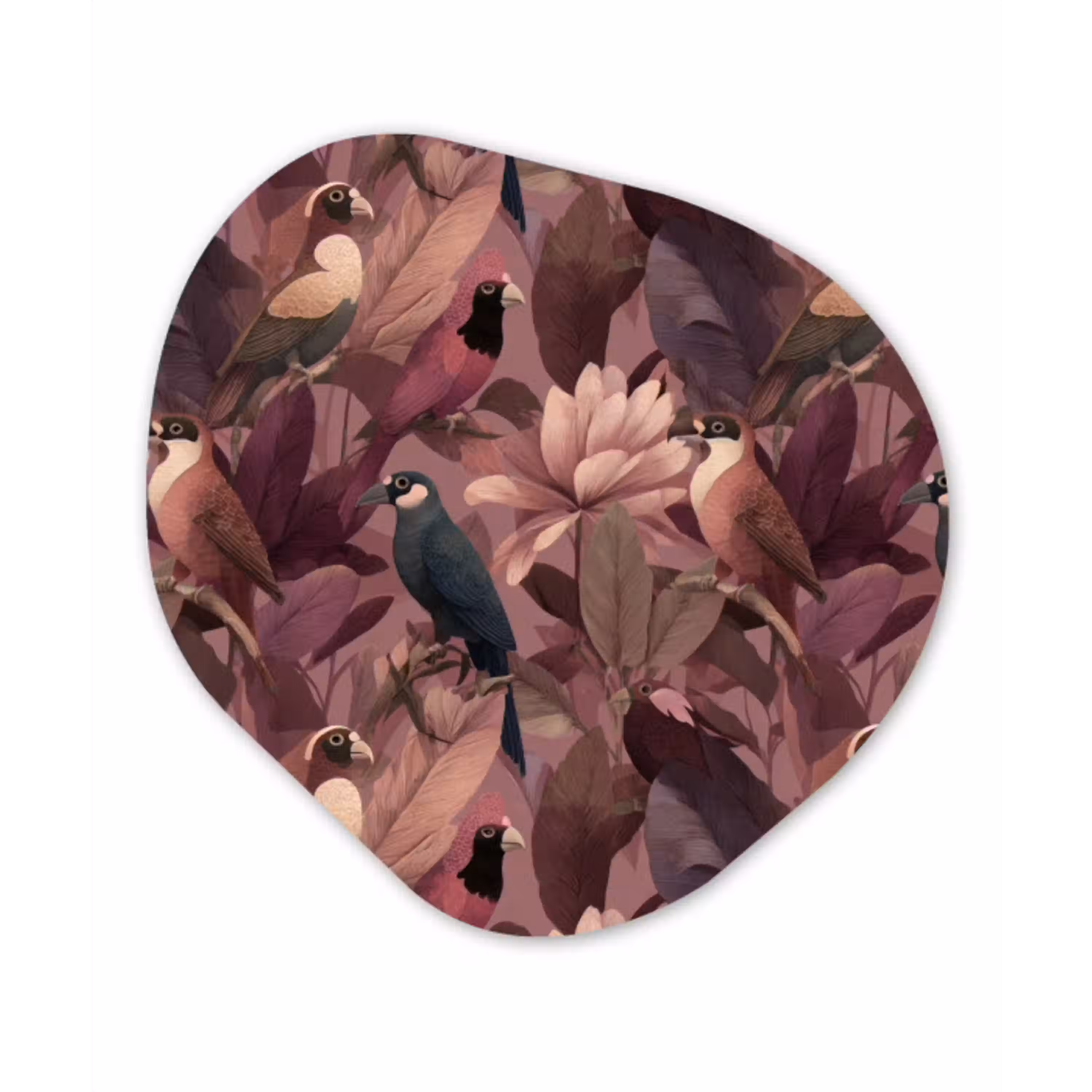Vogels - Bladeren - Roze Wandcirkel Organisch Forex 3mm klein 629 -3d