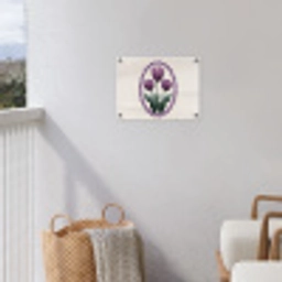 Tulpen - Paars - Lijst - Bladeren tuinposter los doek klein -sfeer8
