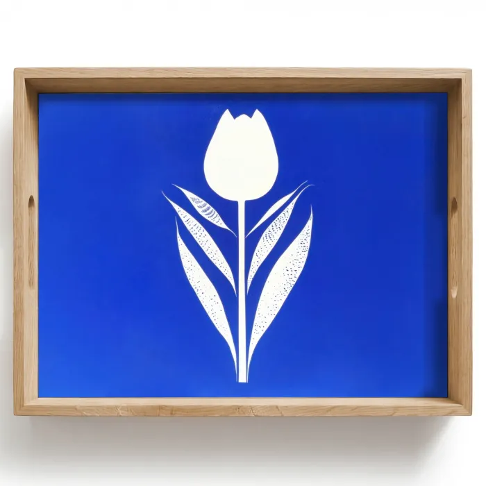 Tulp - Minimalistisch - Bladeren - Wit Dienblad Rechthoek middel -z3d_shopping