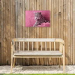 Panter - Luxe - Roze Tuinposter op houten frame 2 cm dik klein -sfeer4
