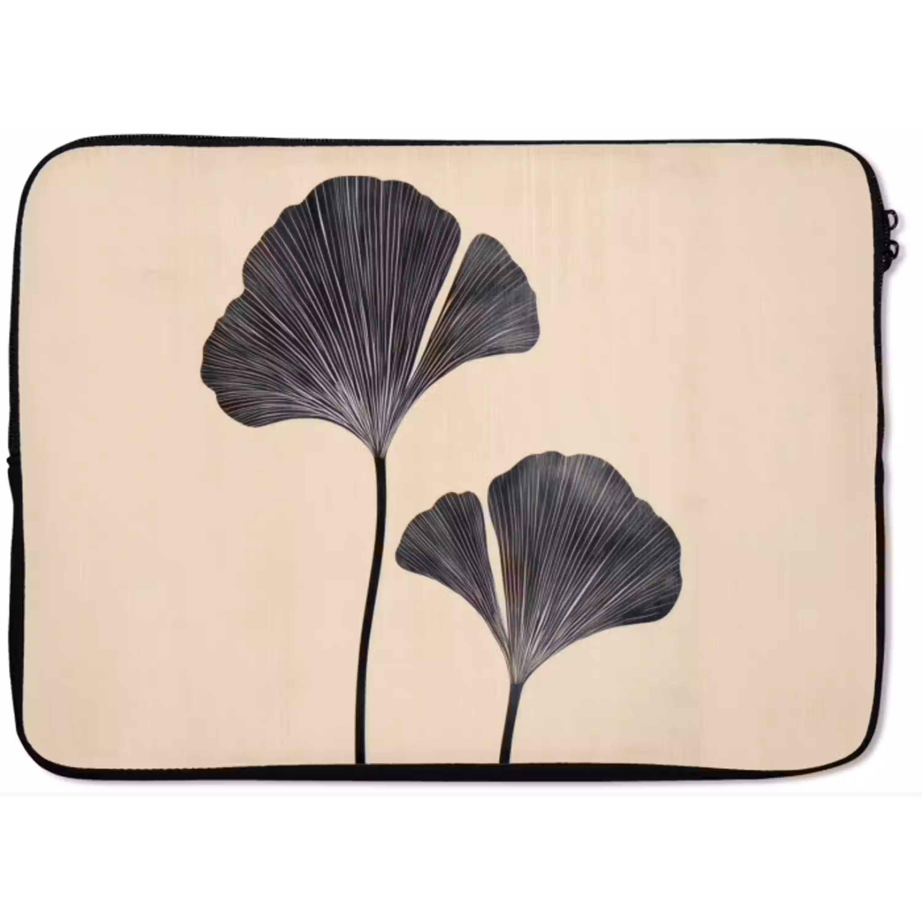 Bladeren - Minimalistisch - Zwart laptophoes neopreen klein -zkaufland3dotto