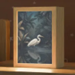 Reiger - Water - Natuur - Modern - Wit Light Box met kabel (Kinderlampje) klein -zzz_3d_website