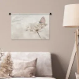 Vlinder - Bloem -Natuur - Beige Wandkleed katoen klein -sfeer4