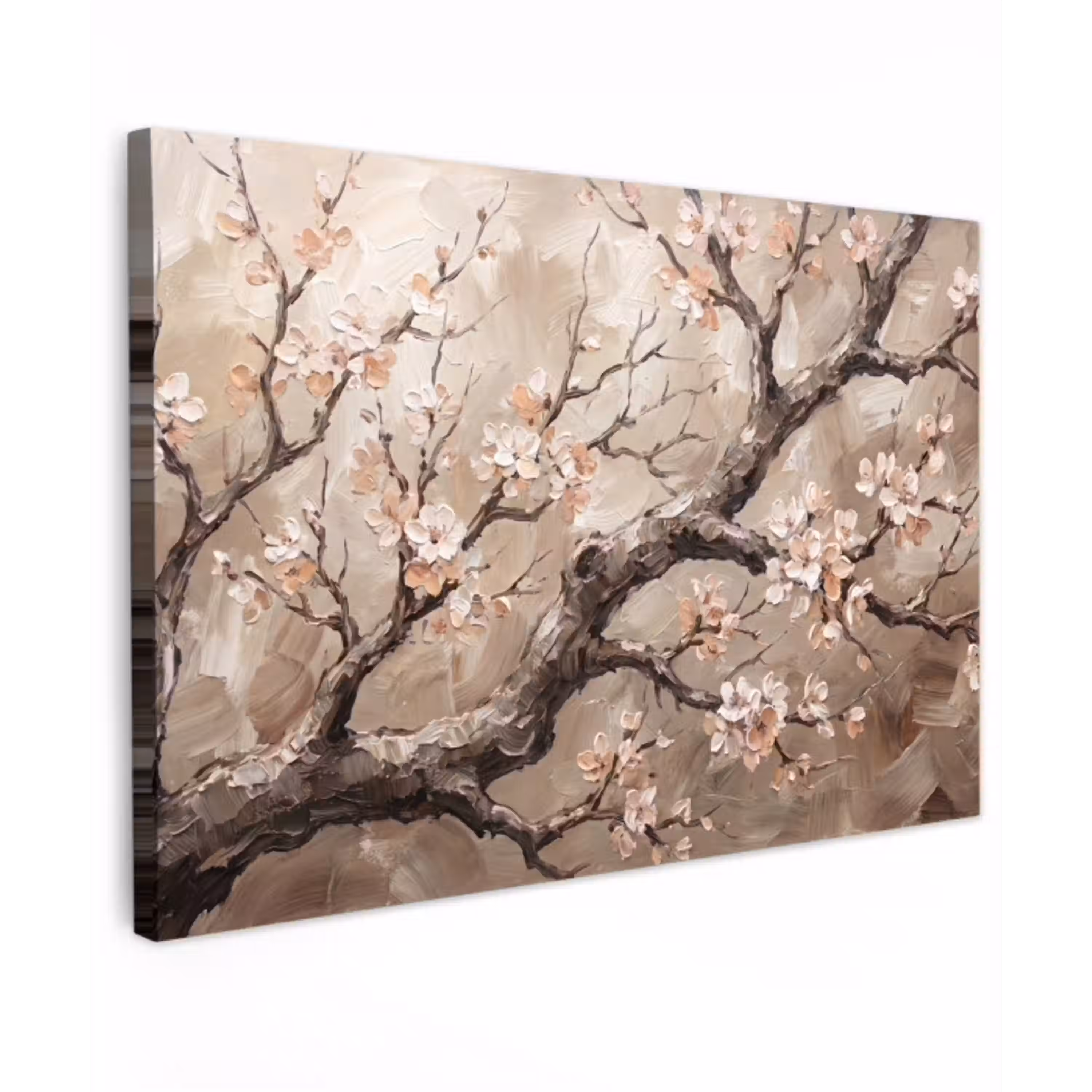 Bloesem - Takken - Schilderij - Beige - Serene canvas 2cm klein -z3d