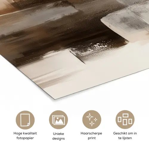 Penseelstreken - Abstract landschap - Rust poster papier klein -closeup_NL
