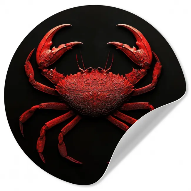 Krab - Rood - Vissen - Schaaldieren Wandcirkel behangsticker klein -3d