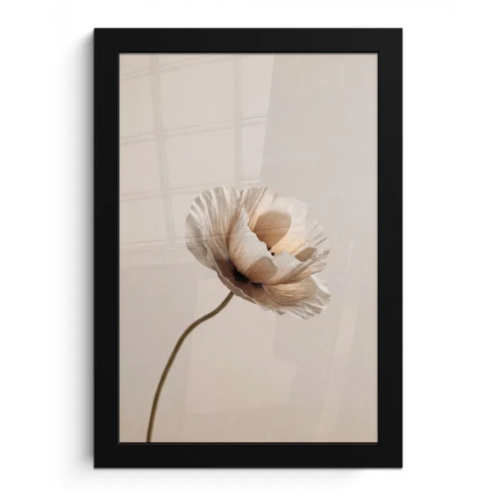 Bloem - Beige - Crème fotolijst zwart zonder passe partout klein -3d