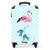Gestreepte flamingo op rolschaatsen Koffer - NBS - Handbagage middel -productfoto_recht