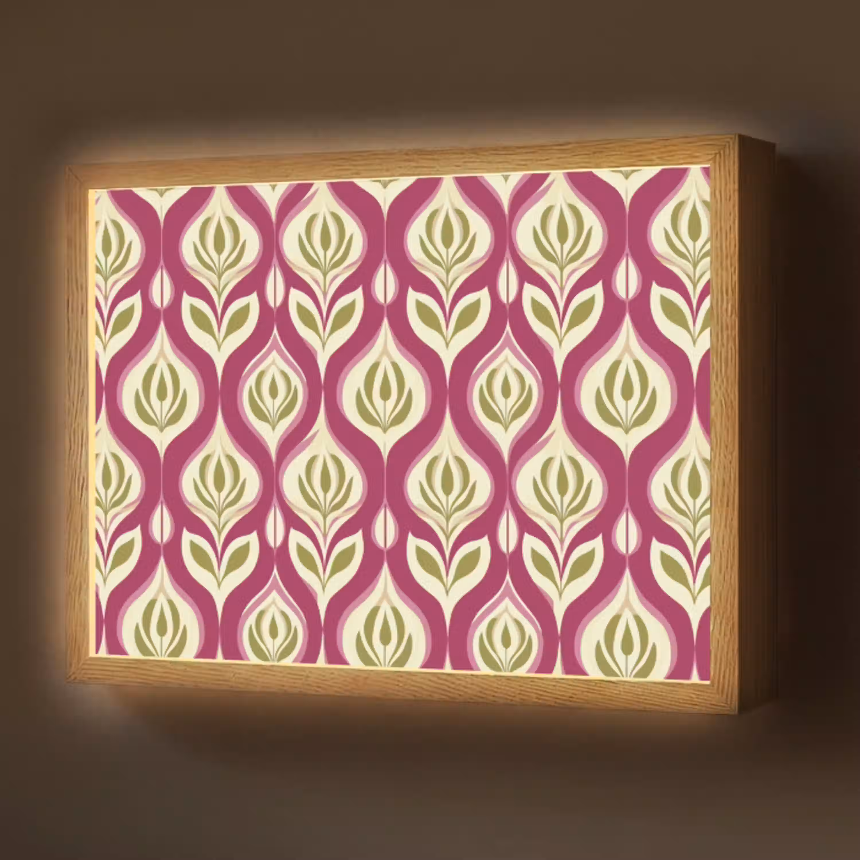 Retro - Floraal - Paars Light Box met batterij (Wandlamp) middel 907 -z3d_website