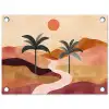 Heuvels - Palmbomen - Abstract tuinposter los doek klein -3d