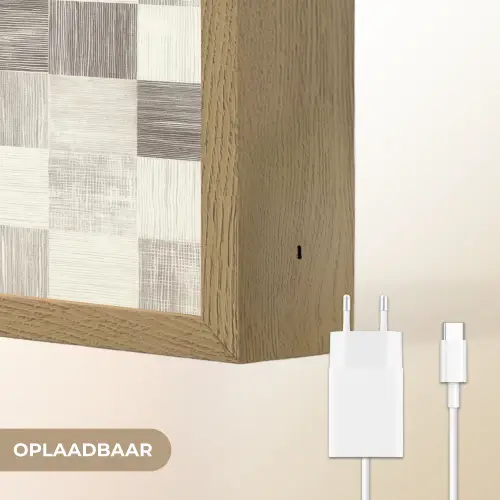 Patroon - Dambord - Houtnerf Light Box met batterij (Wandlamp) middel 907 -USP_websiteoplaadbaarNL