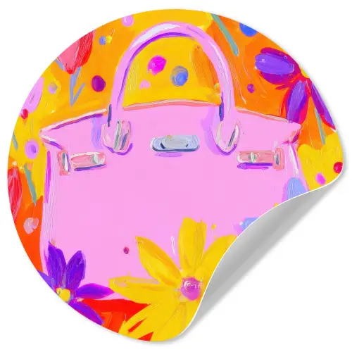 Tas - Roze - Bloemen Wandcirkel behangsticker klein -3d