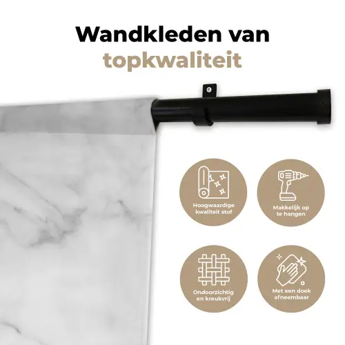 Marmer - Structuur - Wit - Grijs - Steen - Marmerlook Wandkleed katoen klein -sfeer2