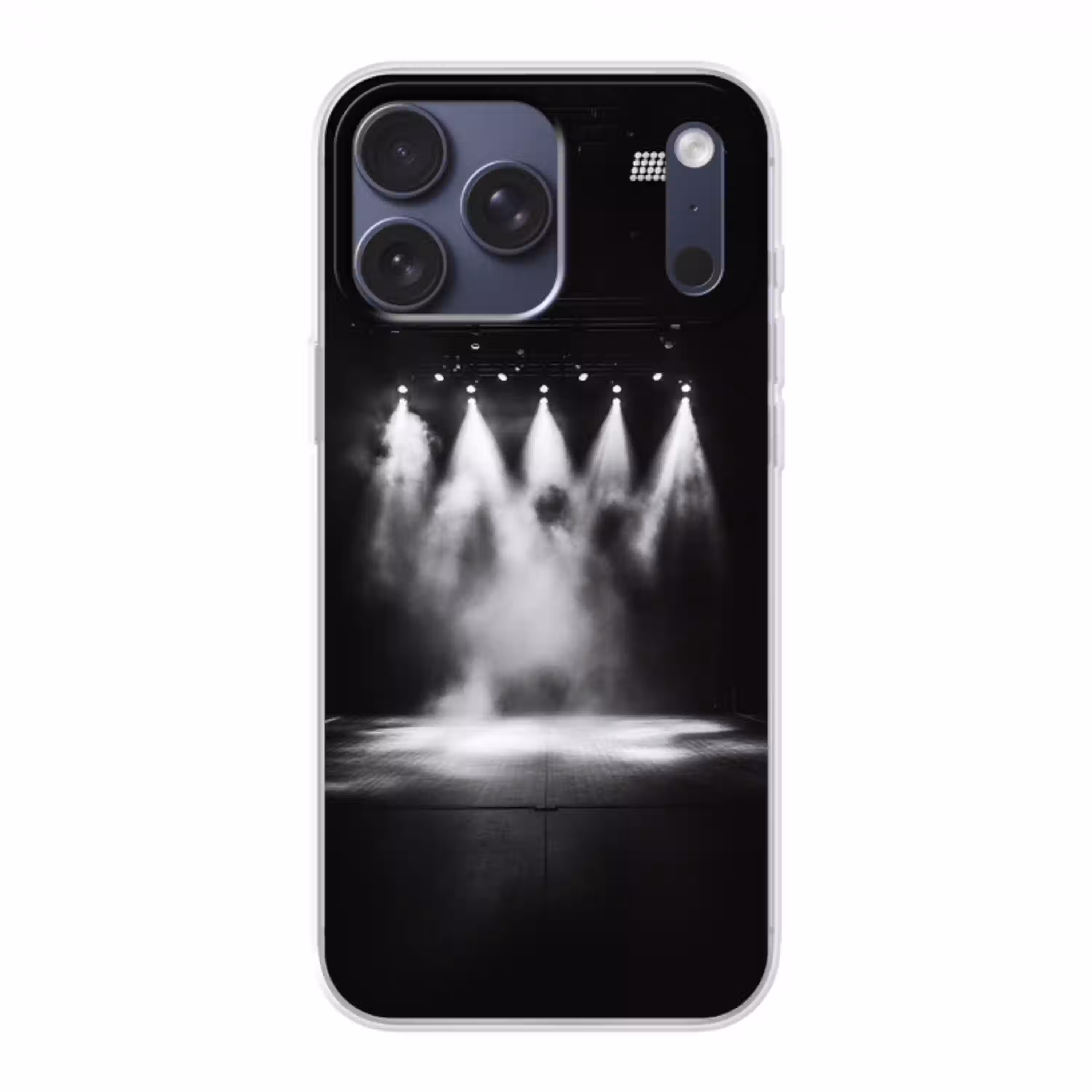 Theaterzaal - Mist - Spotlights - Zwart Telefoonhoesje iPhone 17 Pro Max klein -3d