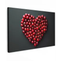 Kersen - Hart - Rood - Zwart Tuinposter op houten frame 2 cm dik klein -3d