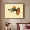 Vis - illustratie - Stippen - Oranje Textielframe zwart klein -sfeer1