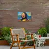 Kleurrijke Mona Lisa Tuinposter op houten frame 2 cm dik klein -sfeer3