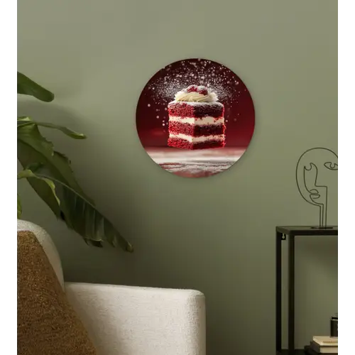 Rode - Velvet - Taart - Eten Wandcirkel plexiglas klein -sfeer3