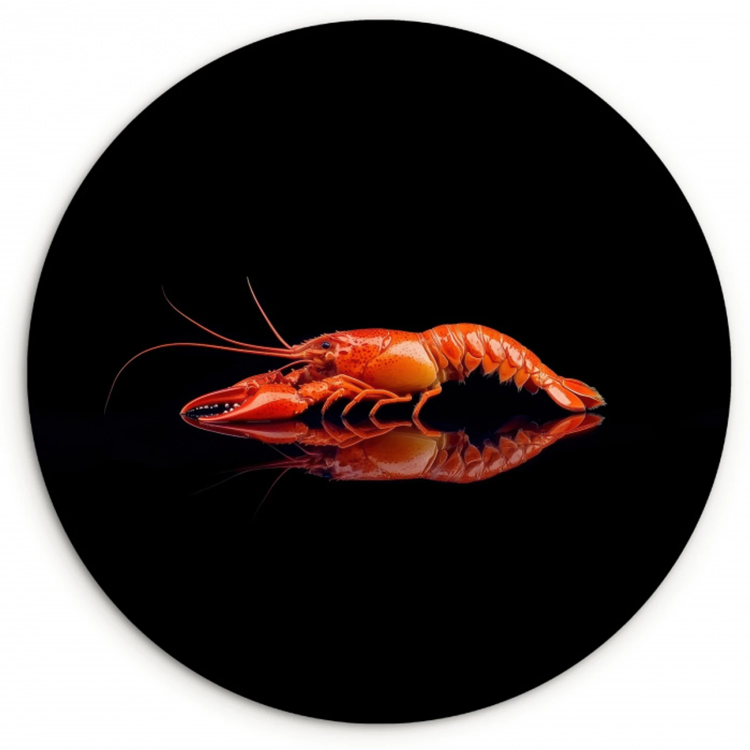 Kreeft - Oranje - Zwart - Opvallend KitchenYeah - Keuken - Wandcirkel Forex klein -3d