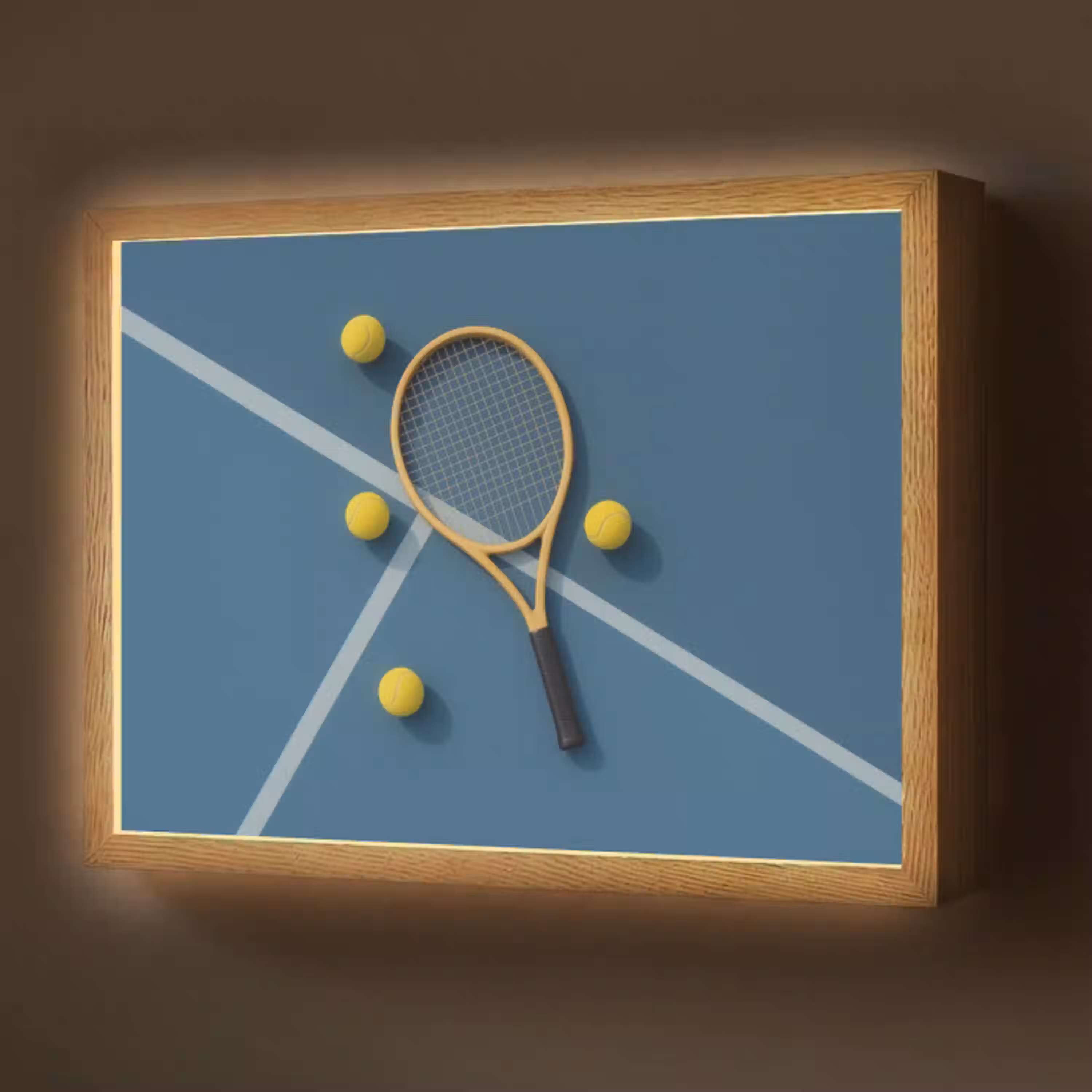 Tennisracket - Bal - Blauw - Veld Light Box met batterij (Wandlamp) middel -z3d_website